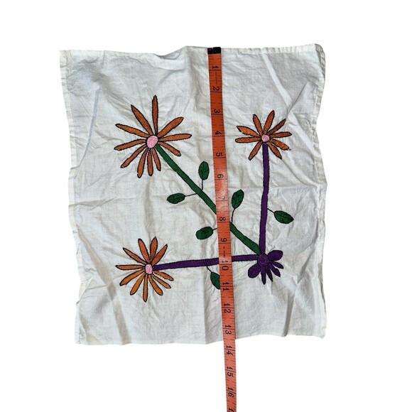 Vintage Handkerchief Hanky Cloth Embroidered Floral Linen Ukrainian Folk Art x3 - Picture 7 of 9